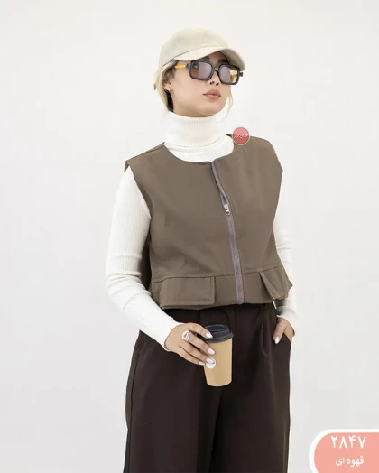 وست کتان طرح جیب 2847