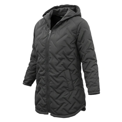 کاپشن زنانه کلاه دار طوسی B1