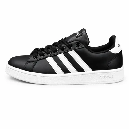 کفش کتانی ست زنانه مردانه و بزرگ پا مدل ونس مشکی خط سفید ADIDAS