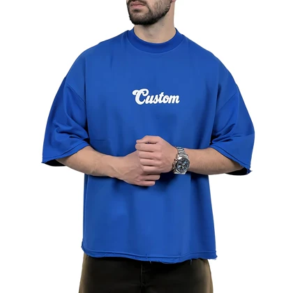 تیشرت مردانه آبی پنبه سه نخ طرح ساده فونت