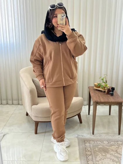 ست زنانه و دخترانه اسپرت بیرونی پاییزه گت دار 498