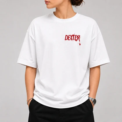 تیشرت طرح Dexter لوگو قواره باکسی - پارچه دو نخ پنبه