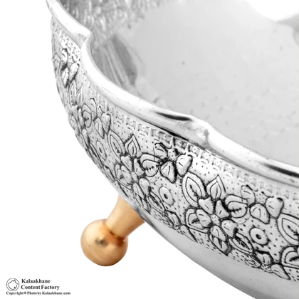 آجیل خوری سه پایه مس دیبا رنگ کروم کد 1060