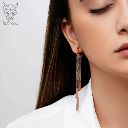 گوشواره حلقه‌ای آویز پر ژوپینگ