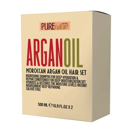 پک شامپو و ماسک مو پیور نیچر آرگان Pure Nature Argan حجم 500 میلی لیتر