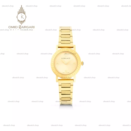 ساعت مچی ورساچه دورحکاکی بند طلایی صفحه طلایی Versace