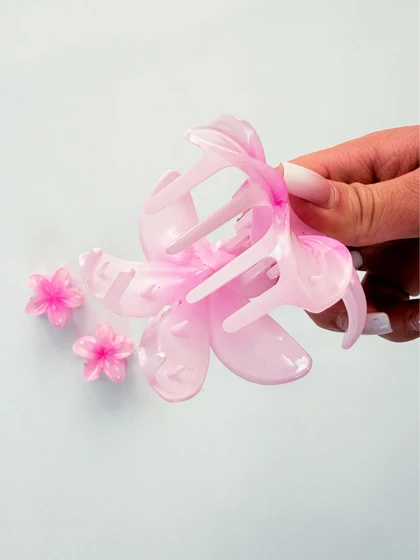 کلیپس مو طرح گل پلومریا Polomeria بسته 3 عددی