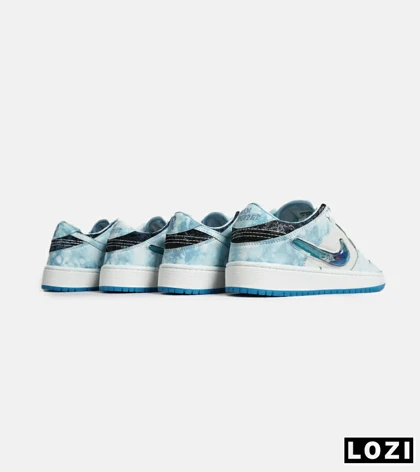 کفش کتانی مردانه و زنانه سفید آبی نایک NIKE dunk low steam puppet