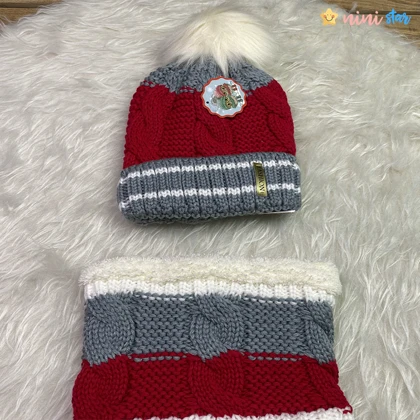 کلاه و شال گردن رینگی داخل خز 5 تا 9 سال درجه یک