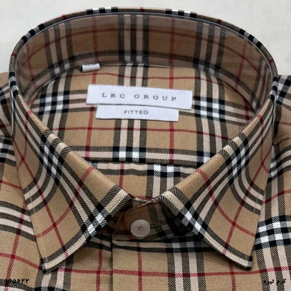 پیراهن چهارخانه کرم تیره 165622