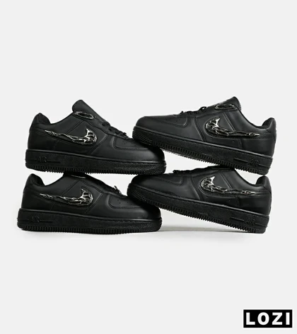 کفش کتانی مردانه و زنانه مشکی نایک NIKE AIR FORCE 1.7 lv8 Black gold مدل 7061