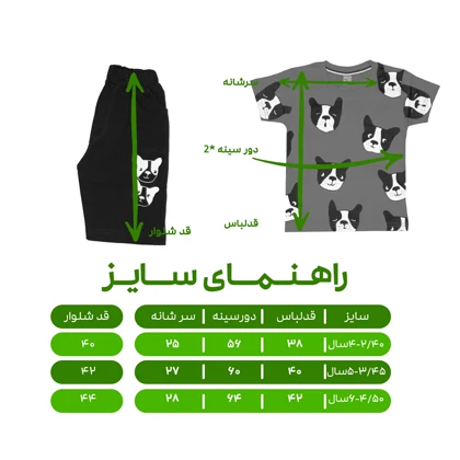 ست تیشرت و شلوارک پسرانه مدل داگ