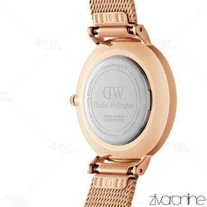 ساعت دنیل ولینگتون زنانه حصیری رزگلد صفحه سفید ایندکس یونانی 105505