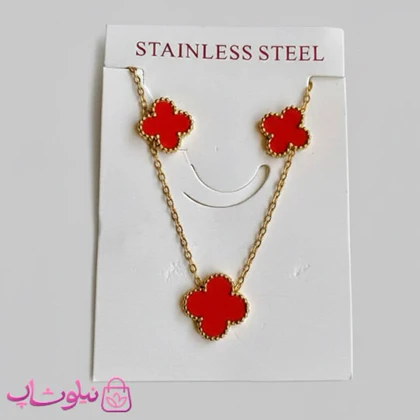 ست گردنبند و گوشواره دخترانه ونکلیف قرمز کد 1691