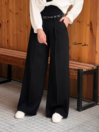 شلوار بگ پارچه ای کمر ساده