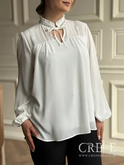 شومیز یقه سنگدوزی بندی