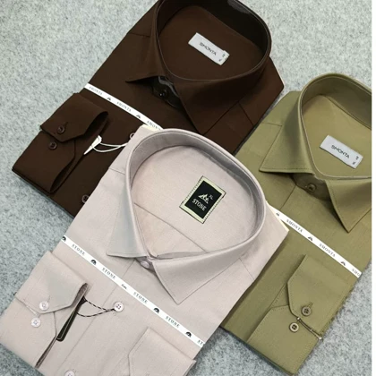 پیراهن ساده مردانه قواره کلاسیک تترون کارخونه یزد _ استین بلند