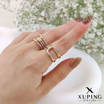 انگشتر طرح گره چهارلاین نگین‌دار ژوپینگ با روکش طلای خاص