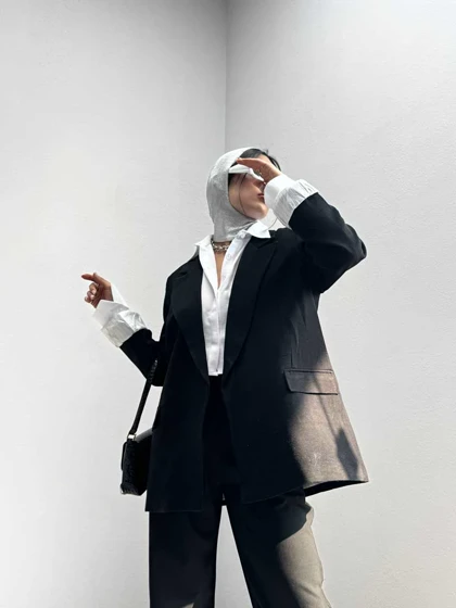 کت لینن طرح جیب