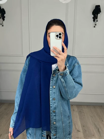شال حریر نخ پلیسه کاربنی