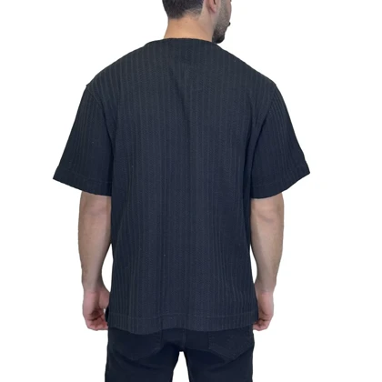 تیشرت یقه گرد دکمه دار حصیری طرحدارASOS
