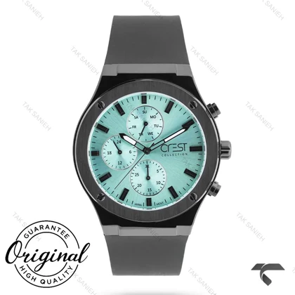 ساعت کرست مردانه 6315-4 صفحه آبی بند مشکی Crest-10975-G