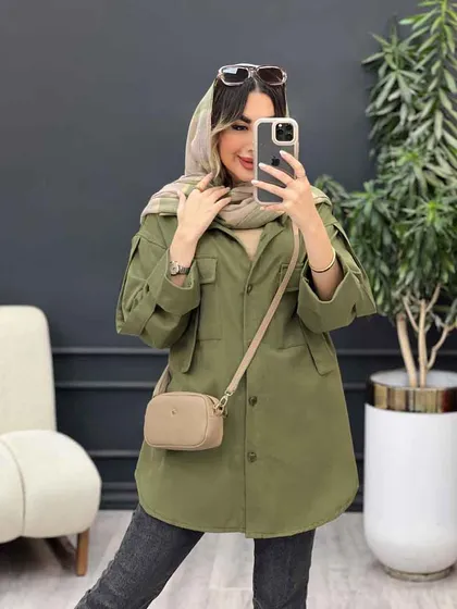 مانتو جیب کراواتی آستین پاکتی