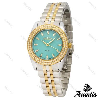 ساعت الکسا 2005z زنانه سیلور طلایی تیفانی دورنگین w-10123
