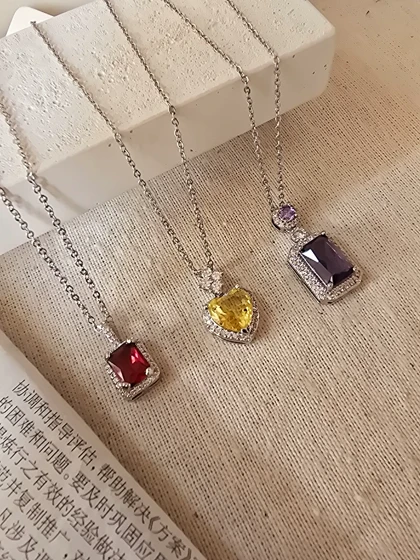 گردنبند جواهری نگین رنگی