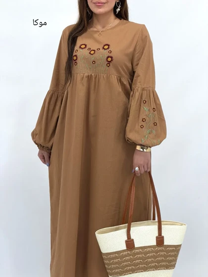 مانتو کفتان لینن گلدوزی فلاور
