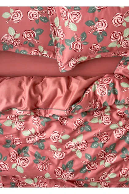 سرویس روتختی دو نفره Bella Maison مدل Rose ساتن - بادمجانی