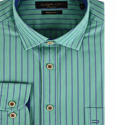 پیراهن مردانه رسمی راه راه سبز تیفانی