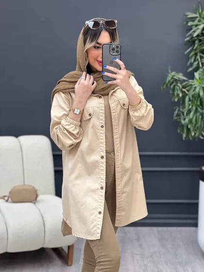 مانتو جیب نما بغل زیپ طنین
