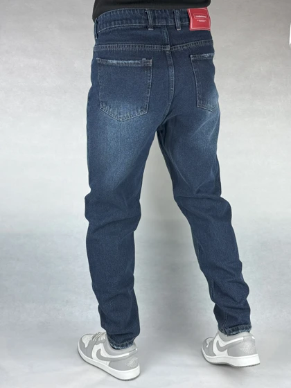 شلوار مام فیت مردانه آبی ساده 7