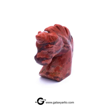 مجسمه تراش دست یونیکورن جاسپر سرخ