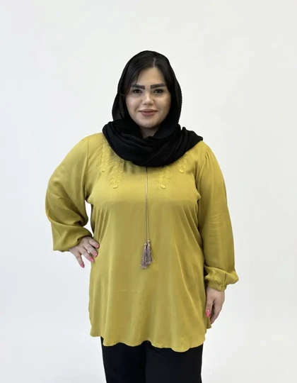 تونیک یقه اشکی گلدوزی گندم