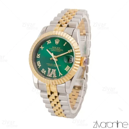 ساعت رولکس دیت جاست صفحه سبز دورنگ طلایی 103980