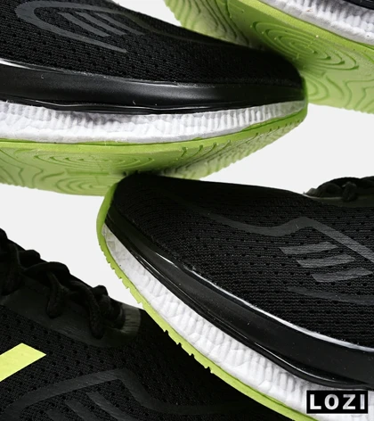 کفش کتانی مردانه مشکی لیمویی Adidas running shoes