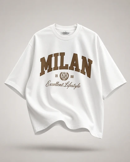 تیشرت MILAN سفید پارچه دورس چاپ زول