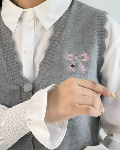 جلیقه بافت پاپیون گلدوزی کد 5337