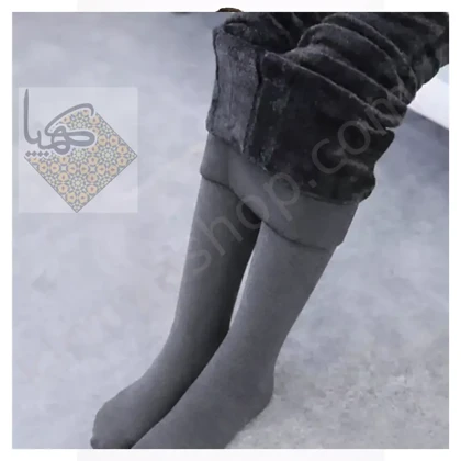 جوراب‌شلواری نخی داخل کرک (شنل) ریز بافت فری‌سایز خاکستری