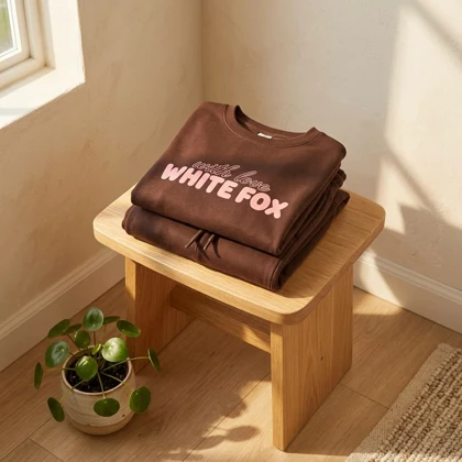 تیشرت و شلوارک زنانه طرح White Fox رنگ قهوه ای