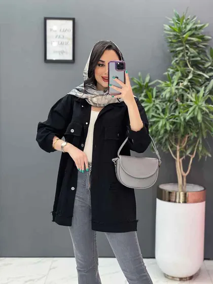مانتو کتان زاپ‌دار ریش دار