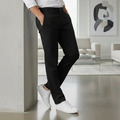 شلوار مردانه بنگال کش دم پا ساده مدل Behnam-مشکی