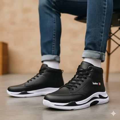 کفش ساق‌دار مردانه مشکی مدل EMTO