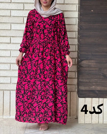 پیراهن نخی طرح گل‌دار #7057