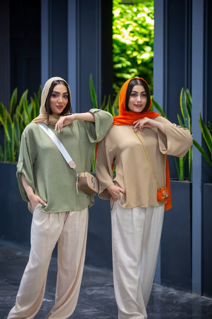 مانتو کنفی کراش یقه گرد