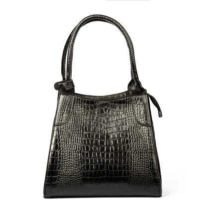 کیف دستی زنانه چرم طبیعی مدل شایاس چرم (کروکو - مشکی)