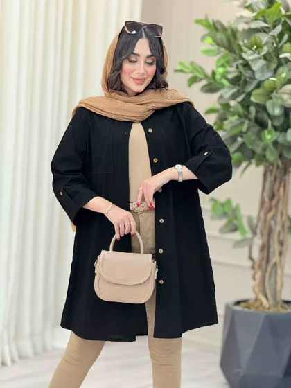 مانتو بغل سه دکمه جیب دوبل