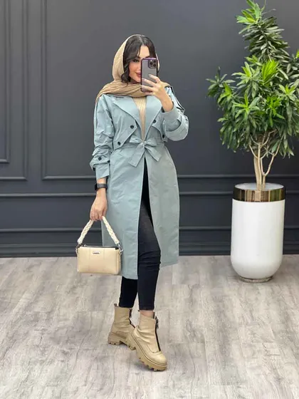 بارانی بلند ژیله دو دکمه